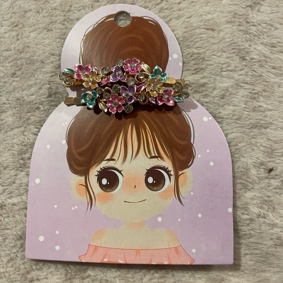 Accessories - Floral Crystal Hair Clips in Pinks, Blues, and Purples